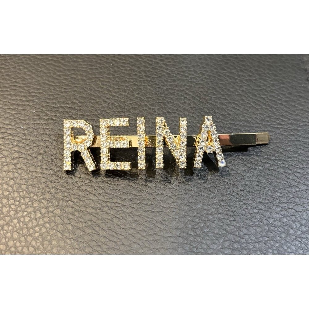 Set Of 2 Hair Clip/ Bobby Pins RIZOS And REINA (Rizos Curls) Gold Rhinestone - Picture 3 of 8